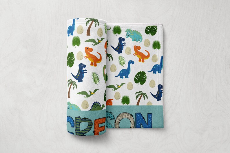 Personalized Dinosaur Blanket Dinosaur Baby Blanket Etsy