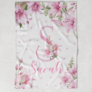 Personalized Flower Blanket Girl, Blanket for Daughter, Newborn Gift, Girl Blanket with name, Baby Shower Gift