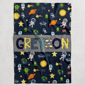 Personalized Space Blanket, Personalized Baby Blanket, Space Baby Blanket, Space Personalized Baby Name Blanket, Planet Blanket