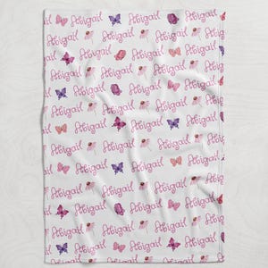 Personalized Butterfly Blanket, Girl Blanket with name, Blanket for daughter, Newborn Gift, Baby Shower Gift