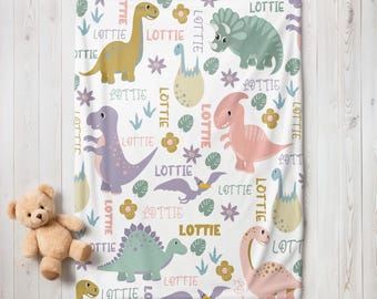 Personalized Dinosaur Blanket, Blanket for daughter, Girl Blanket, Baby Shower Gift, Newborn gift
