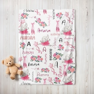 Benutzerdefinierte Elefant Decke Mädchen, Decke für Tochter, Decke mit Namen, Geschenk für Mädchen, Baby-Dusche-Geschenk
