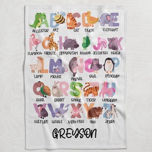 Manta de animal personalizada para niño, manta para hijo, manta para niño con nombre, idea de regalo de cumpleaños, regalo de baby shower