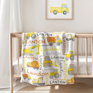 Personalized Truck Blanket, Boy Blanket with name, Blanket For Son, Birthday Boy Gift, Baby Shower Gift
