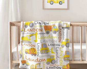 Personalized Truck Blanket, Boy Blanket with name, Blanket For Son, Birthday Boy Gift, Baby Shower Gift