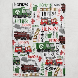 Personalized Truck Blanket Boy, Blanket for son, Truck blanket with name, Baby Shower Gift