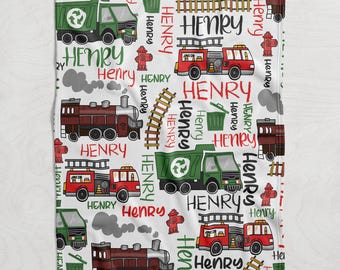 Personalized Truck Blanket Boy, Blanket for son, Truck blanket with name, Baby Shower Gift
