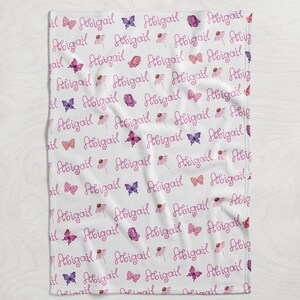 Personalized Butterfly Blanket, Girl Blanket with name, Blanket for daughter, Newborn Gift, Baby Shower Gift