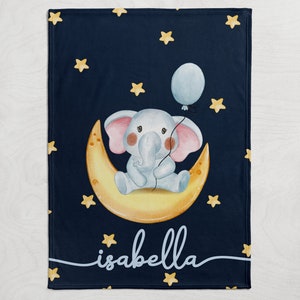Personalized Elephant Blanket, Blanket with name, Blanket for Son, Gift for daughter, Baby Shower Gift