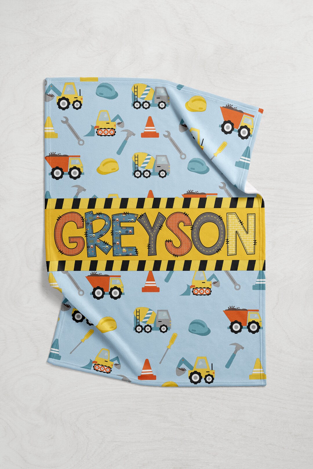 Personalized Construction Blanket, Personalized Baby Blanket