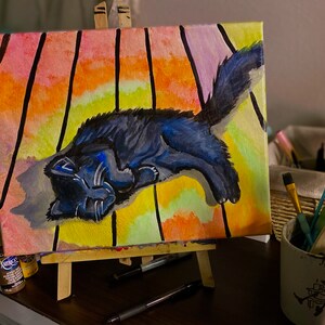 Cozy Black Cat Painting