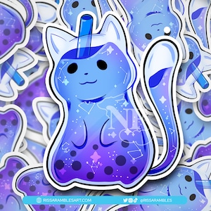 Galaxy kat Boba sticker | Kus gesneden stickers | Leuke stickers, anime-stickers, stickers voor laptops | Kawaii-stickers | Kattenstickers
