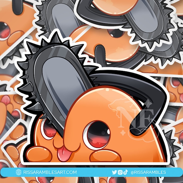 C S M Chainsaw Dog | Kiss-Cut Vinyl Sticker | Laptop Stickers | Anime Stickers | Anime Decal | Peeker Sticker