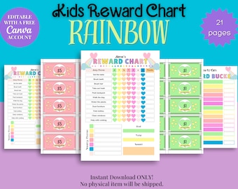 Kids Editable Space Reward Chart With Reward Bucks, Reward Bucks for ...