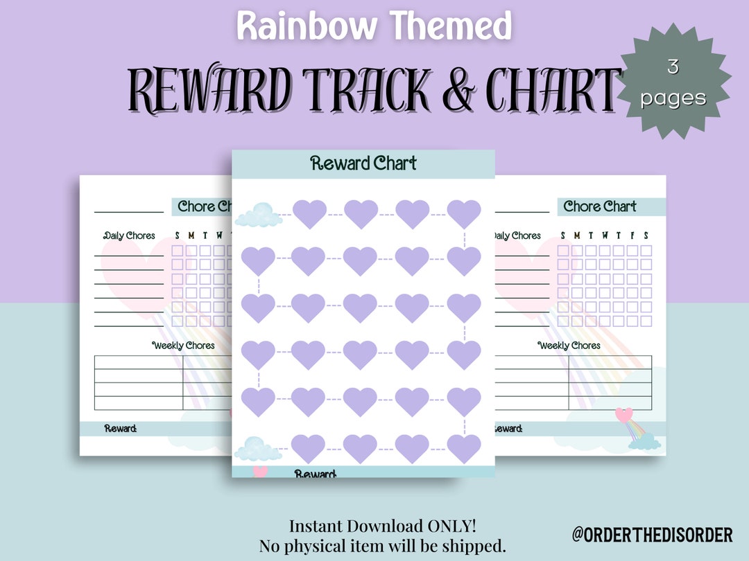 Rainbow Kids Reward Chart & Tracker, Instant Download, Print-at-home ...
