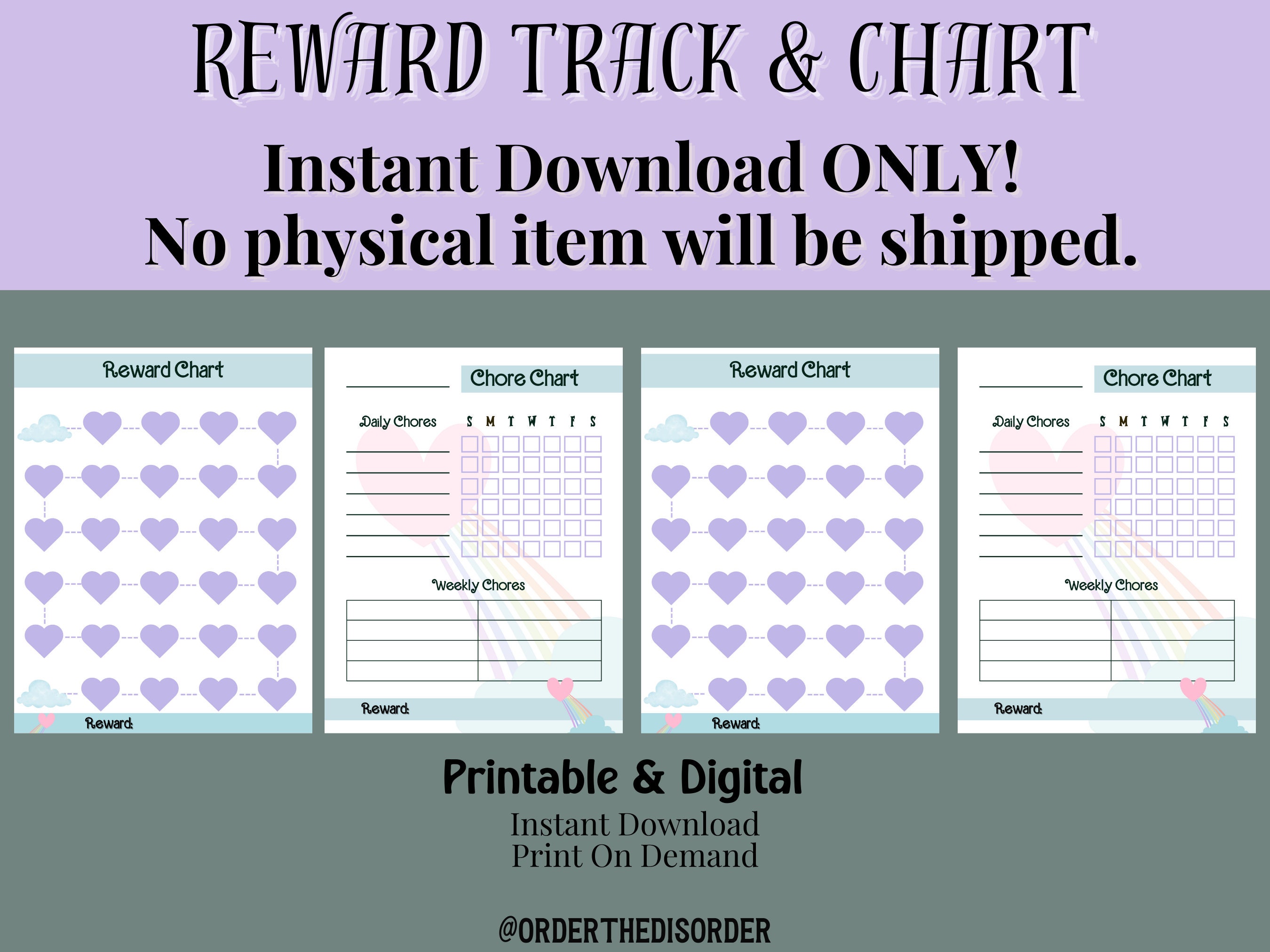 Rainbow Kids Reward Chart & Tracker, Instant Download, Print-at-home ...