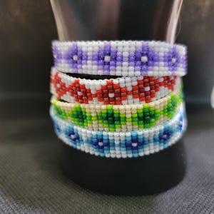 Beaded bracelet. Bead loom bracelet. Seed bead bracelet. Loom woven bracelet. Women&#39;s bracelet. Cheerful diamonds. Miyuki delica jewelry.
