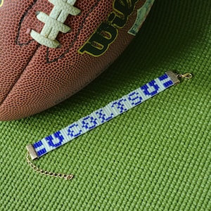 Indianapolis Colts bracelet. Colts jewelry. Colts gear. Colts fans. NFL. Beaded loom bracelet. Seed bead bracelet. Football fans.