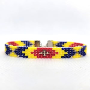 Boho Seed Bead Loom Bracelet, Colorful Woven Jewelry