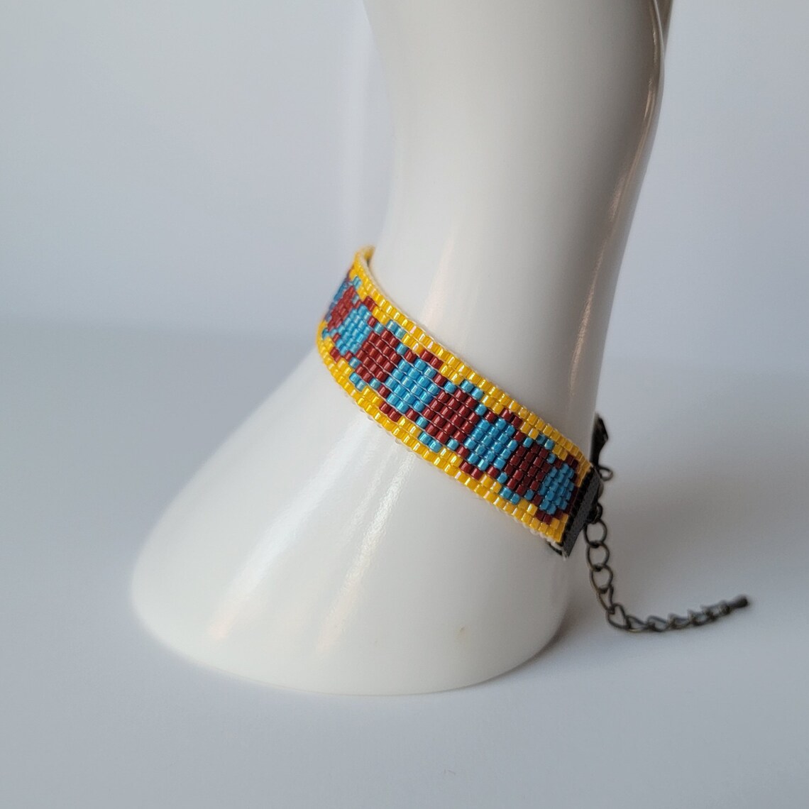 Bright Red, Blue and Yellow Bracelet. Elegant. Gift for Her. Cheery ...