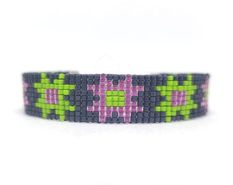 Loom Woven Seed Bead Bracelet, Miyuki Delica Jewelry
