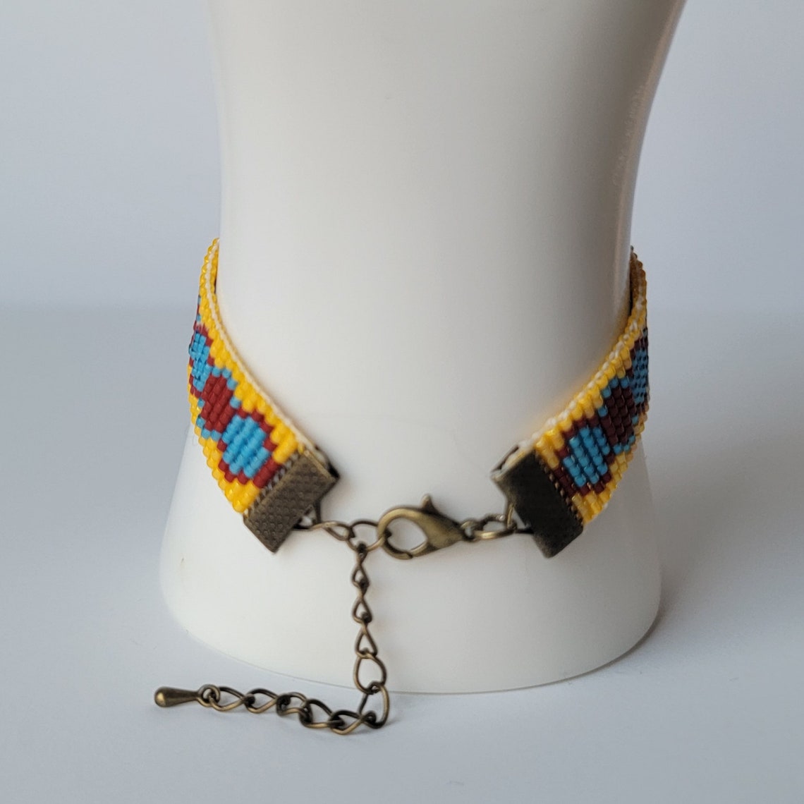 Bright Red, Blue and Yellow Bracelet. Elegant. Gift for Her. Cheery ...