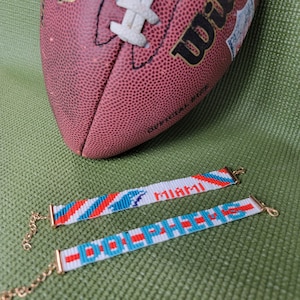 Miami Delfine Armband. Delfine Schmuck. Delfin Zahnrad. Delfinfächer. NFL. Perlen Loom Armband. Perlenarmband. Fußball Fans.