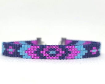 Pulsera Boho Miyuki con cuentas de semillas, diseño tejido colorido