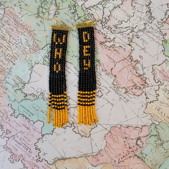 Beaded Bengals Earrings. Who Dey. Black and Orange Earrings. NFL. Bengals Jewelry. Seed Bead Earrings. Cincinnati Bengals Jewelry. Etsy UK