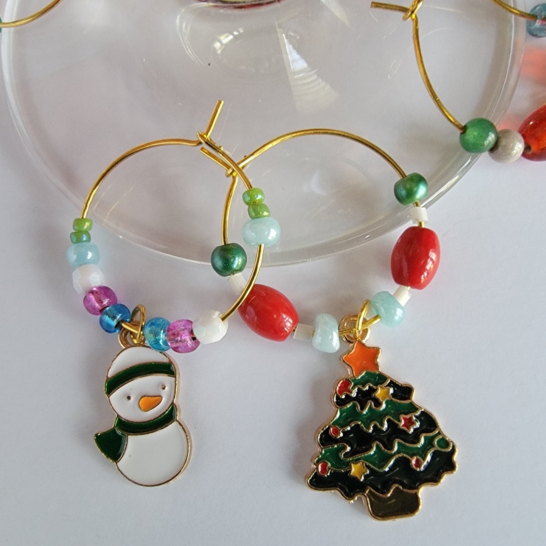 Set of 8 Holiday Wine Charms. Christmas Wine Charms. Festive Etsy