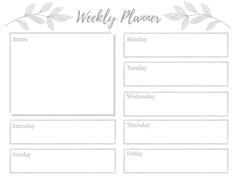 Weekly Planner Printable, Simple, Minimalist Style, Digital Download ...