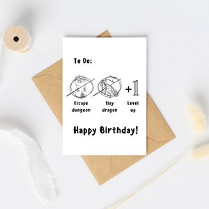 DIGITAL DOWNLOAD - Birthday Checklist - Dungeons and Dragons D&D Card