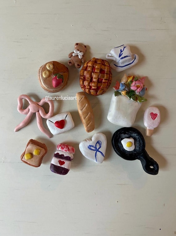 Cute Mini Clay Magnets - Handmade - Pack of 13