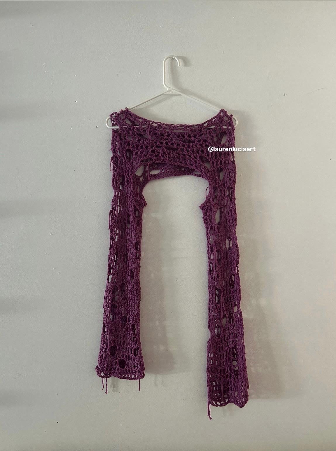 Distressed Pink Orchid Crochet Shrug - Handmade
