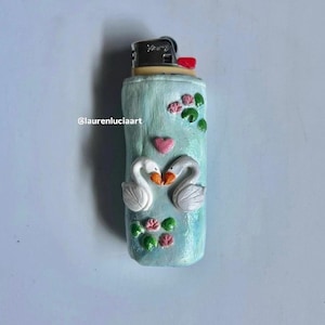 Lighter Case Swan Themed Handmade - BIC Lighters