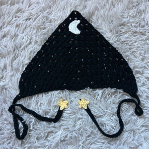Moon And Star Crochet Bandana, Crochet Headscarf