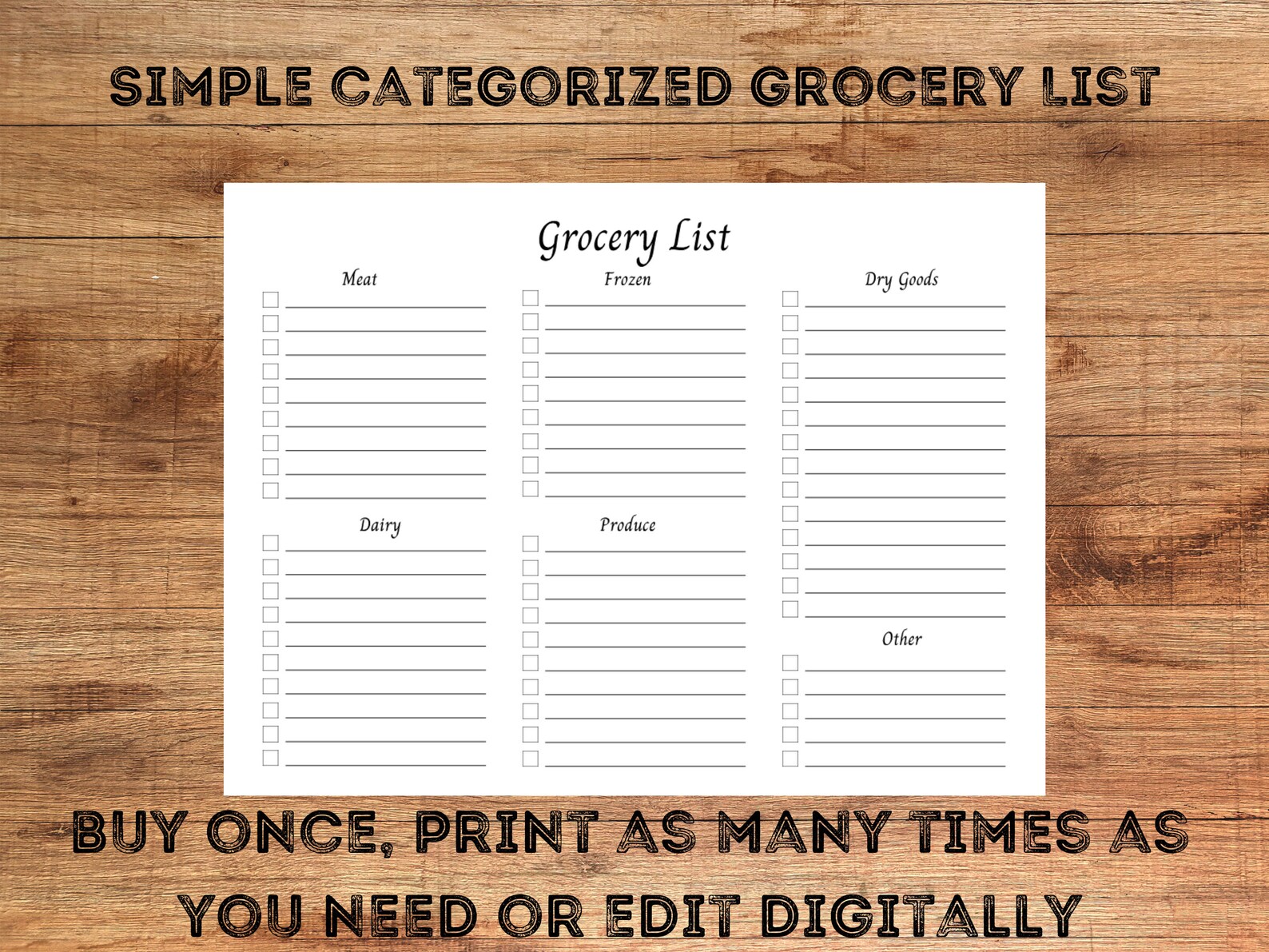 Meal Planner and Grocery List Printable Download, Printable Weekly Meal ...