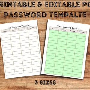 Password Tracker | Printable Password Manager | Editable Password Keeper | Password Template | Password Log | PDF Password Sheet