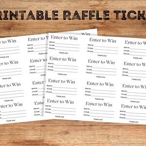 Printable Raffle Tickets, Raffle Ticket Template, Enter to Win Printable, Simple Raffle Ticket,| Digital Download Raffle Ticket to Print