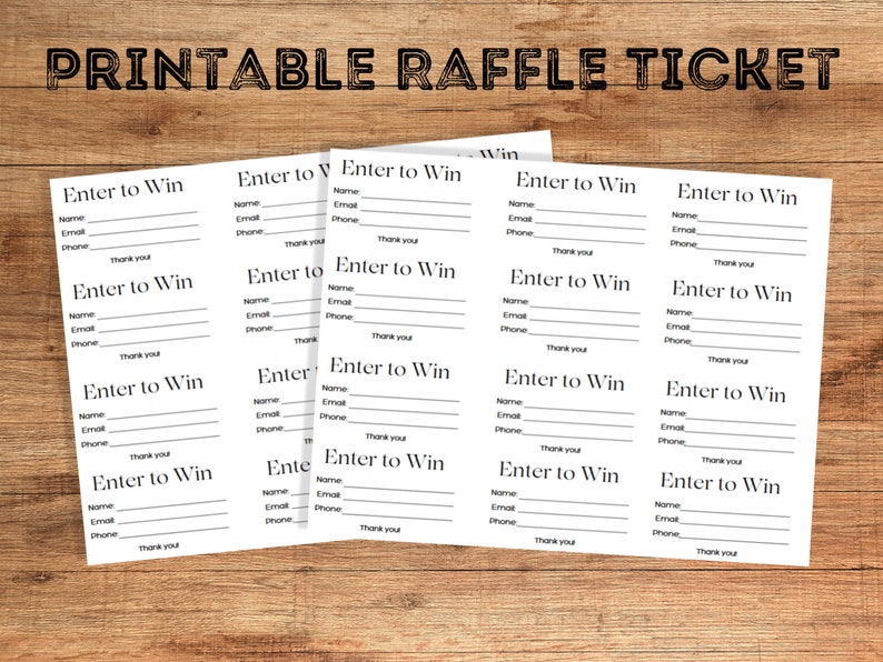 Printable Raffle Tickets Raffle Ticket Template Enter to Win Printable Raffle Tickets Raffle Ticket Template Enter to Win