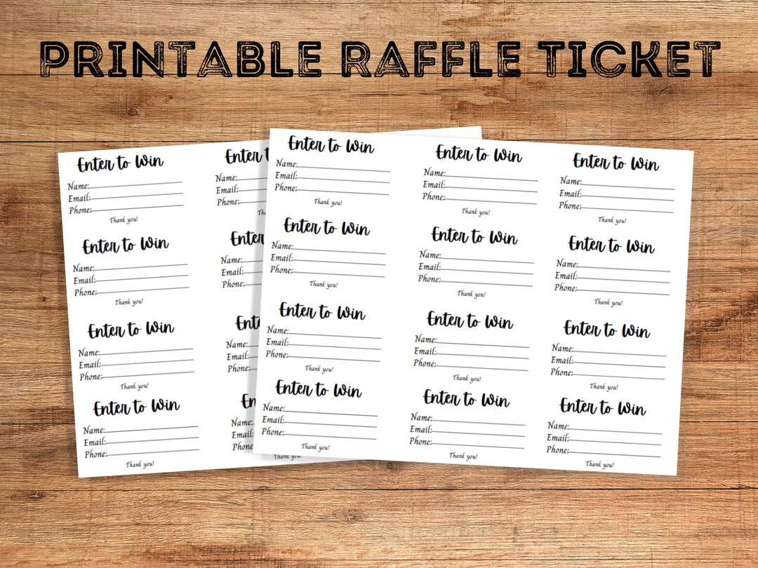 Raffle Ticket Template Printable Raffle Tickets Enter To Win 