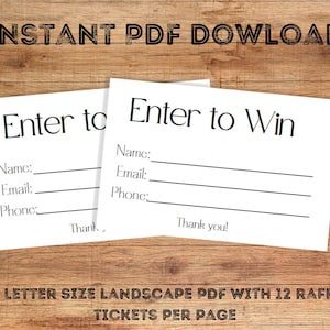 Enter to Win Ticket, Raffle Ticket Template, Printable Raffle Tickets, Simple Raffle Ticket, Digital Download Raffle Ticket to Print