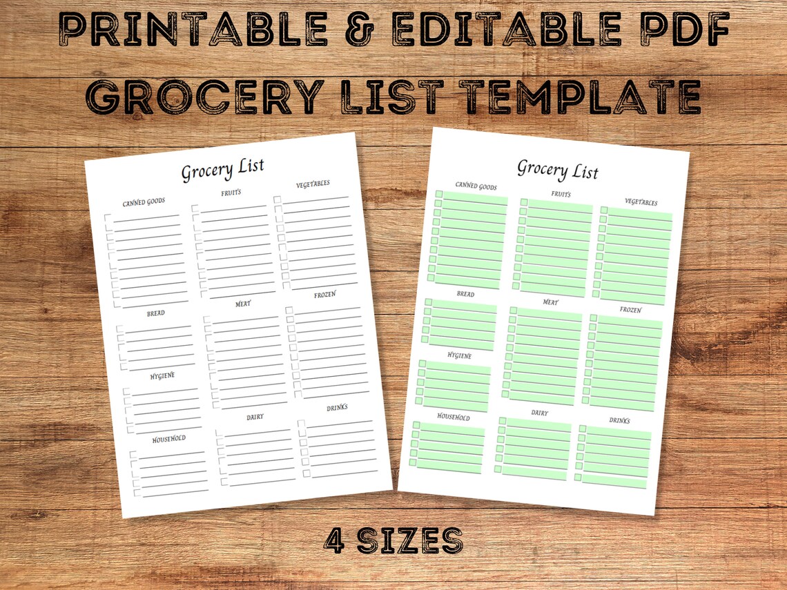 Grocery List Printable, Grocery List PDF, Master Grocery List, Digital ...