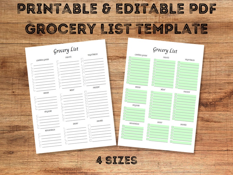 Grocery List Printable, Grocery List PDF, Master Grocery List, Digital ...
