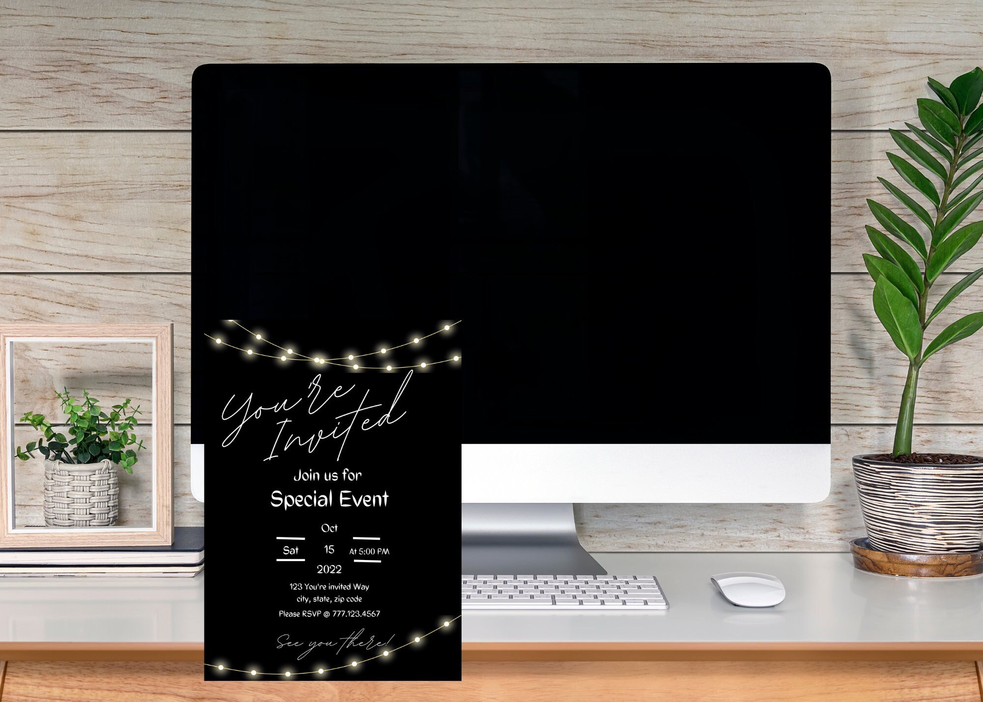 EDITABLE You're Invited Party Invitation Modern Portrait Template With