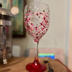 Valentine Heart Hand painted wine glass