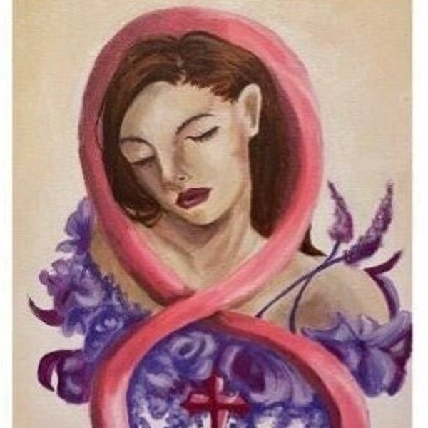 Peinture de sensibilisation au cancer du sein « Beautiful Survivor », impression d’art, inspirante, vivre au-delà, ruban rose, octobre 2022, Susan G. Komen