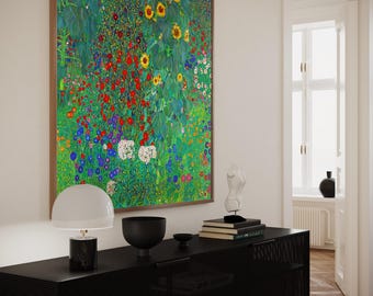 Gustav Klimt Farm Garden with Sunflowers - Vintage Flower Art, Art Nouveau