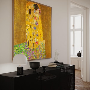 Gustav Klimt The Kiss Print, Art Nouveau Gold Wall Art, Romantic Couple Poster, Bedroom Decor, Wedding Anniversary Gift