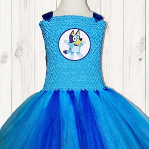 Blue Tutu Party Dress with Turquoise Cotton Lined Stretchy Top Free 1st Class Shipping